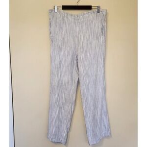 J Jill Linen Stretch Pull On Pants Black White Striped Womens Size 16 Relaxed